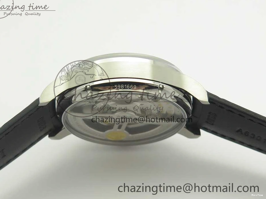 MIROTIME 0714 Popular Portuguese Flying Tourbillon SS Gray Dial 2 Sub Dials on Black Leather Strap 7159